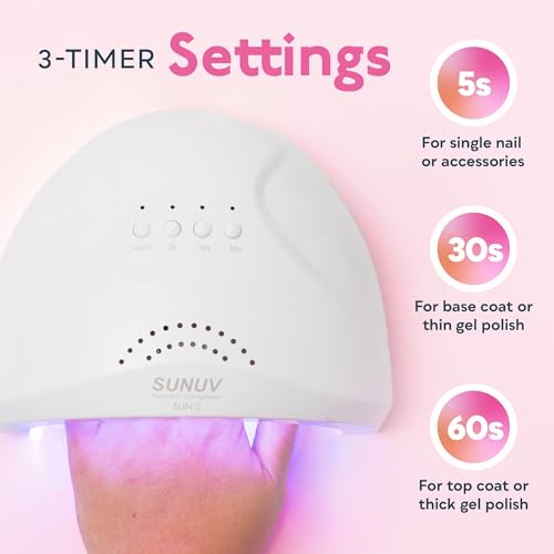 UV LED Nail Lamp with Top & Base Coat Gel Polish Set - 15ml