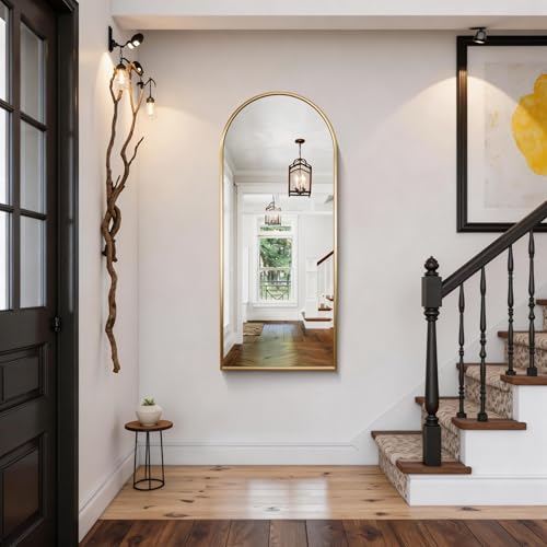 CIRCUMI 20x48 Inch Gold Arched Wall Mirror with Frame for Bathroom & Living Room