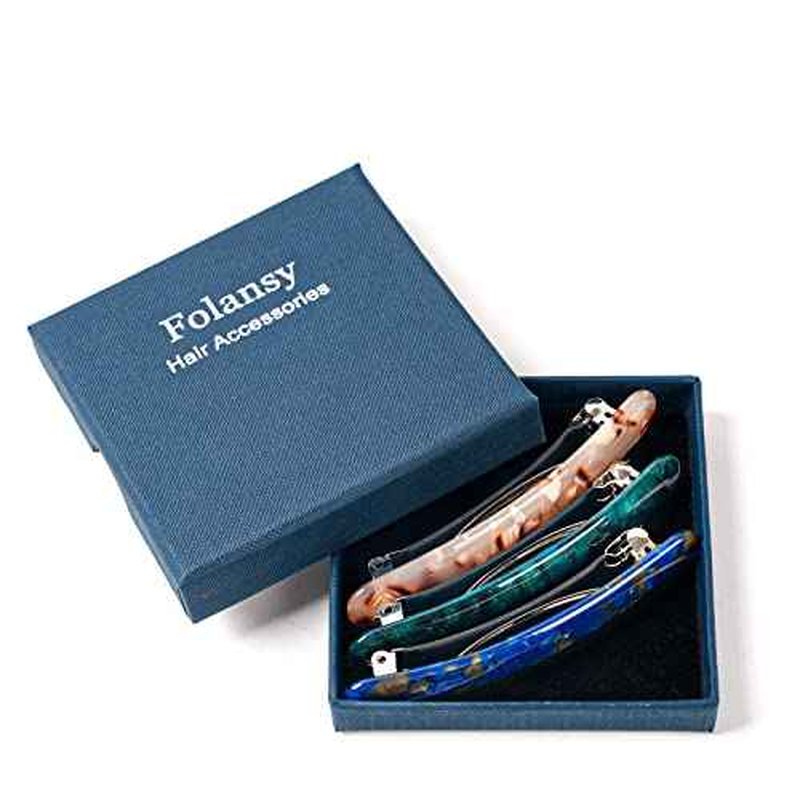 3PCS Hair Barrette for Women, French Hair Barrette Tortoise Shell, Automatic Hair Clips for Thick Medium Volume Hair, Hair Pin Retro Hair Clasp