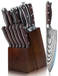 16-Piece Japanese Steel Kitchen Knife Set with Wooden Block