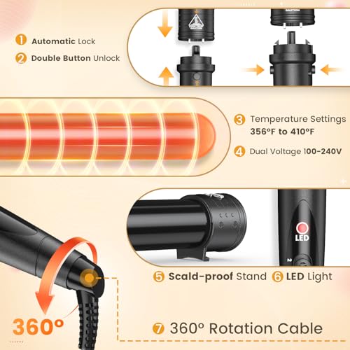 5-in-1 Curling Wand with Interchangeable Ceramic Barrels - Black