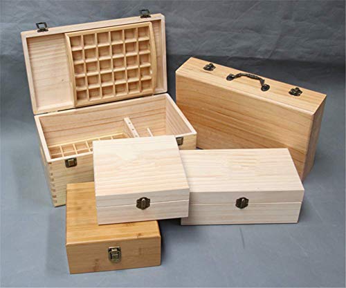 Wooden Essential Oil Storage Box with 25 Slots & Cap Labels