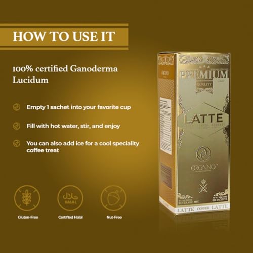 Organic Gourmet Cafe Latte Pack – 2 Boxes, 40 Sachets with Certified Ganoderma Lucidum