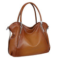 HESHE Leather Shoulder Tote Bag for Women - Sorrel Variant