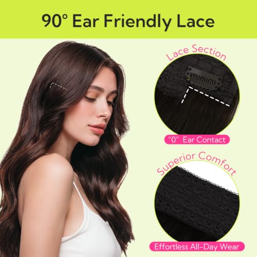 Hotbanana 18 Inch Real Human Hair Wire Hair Extensions - Dark Brown #H-2