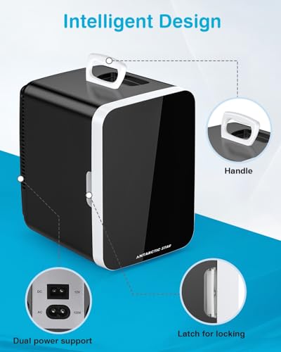 Antarctic Star Black 10L Portable Mini Fridge for Cosmetics & Drinks