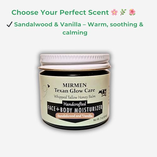 Whipped Tallow Balm ? Face & Body Moisturizer for Men & Women | Grass-Fed Tallow with Sandalwood & Vanilla | Healing Balm for Dry, Cracked Skin | 2 oz by MIRMEN