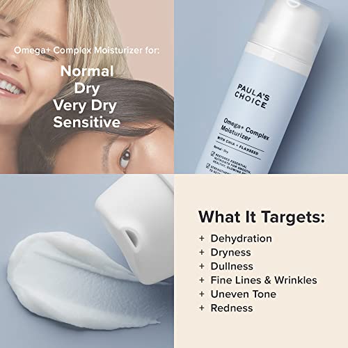 Paula's Choice Omega+ Complex Lightweight Face Moisturizer, Shea Butter & Plant Oils, Omega Chia & Flaxseed Brightening Vitamin C, Face Cream for Dry & Sensitive Skin, Fragrance-Free
