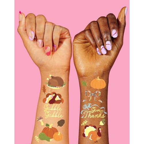 xo, Fetti Thanksgiving Fall Tattoos for Kids - 30 styles | Give Thanks Decorations, Turkey, Happy Fall Decor, Autumn Game, Blessed
