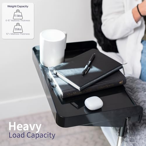 Height Adjustable Under Mattress Bedside Shelf - Black / Fits 6-10 Inch Mattresses