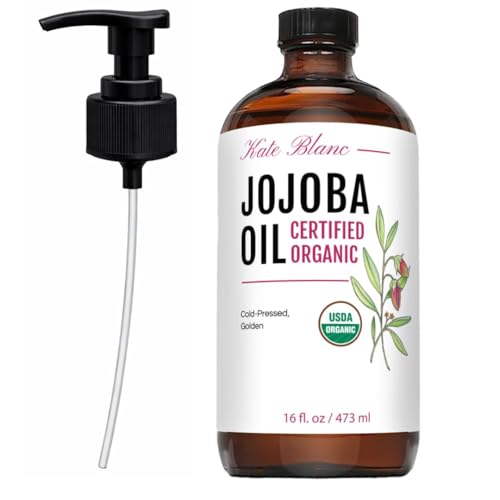 Kate Blanc Cosmetics Organic Jojoba Oil 16oz - Versatile Skin & Hair Moisturizer with Pump