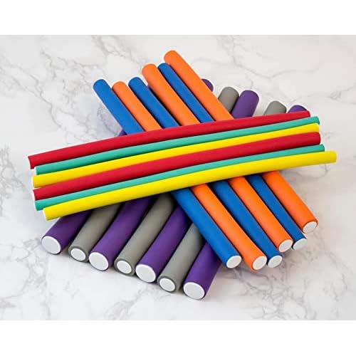 Diane Twist-Flex Rods ? Pack of 42 Assorted Hair Rollers for Women and Girls ? Reusable Zip Pouch for Storage - Small, Medium, Large ? Purple, Gray, Orange, Blue, Red, Yellow, Green ? DTV1
