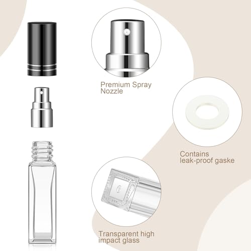 Domensi 90 Pack 8ml Glass Perfume Atomizers - Gold, Silver, Black Refillable Bottles