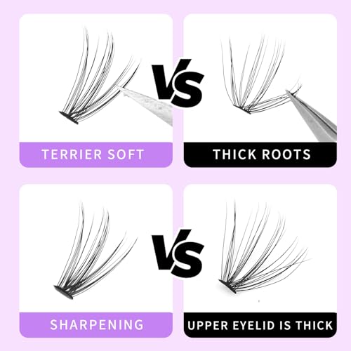 Bodermincer 20D Lash Clusters Wispy Eyelash Clusters 240pcs D Curl (20D-D Curl-12mm)