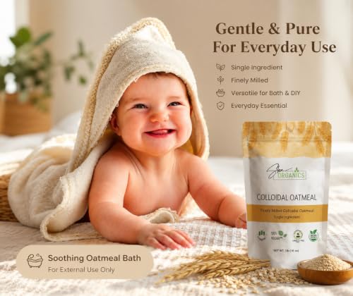 Colloidal Oatmeal Powder 32oz - Gentle Soothing Bath & Skincare for Sensitive Skin - Organic Baby & Adult Use