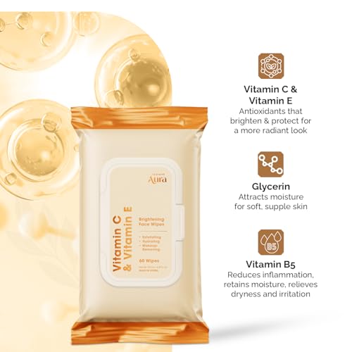Vitamin C & Vitamin E Face Wipes ? Dermatologist Tested, Anti-Aging, Korean Skin Care ? Removes Makeup, Hydrates, Softens The Look Of Fine Lines ? Vegan, Clean Beauty ? 240 Count