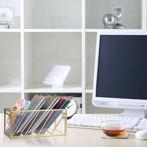 ELLDOO 4 Compartment Vintage Glass Perfume Organizer - Clear Display Case