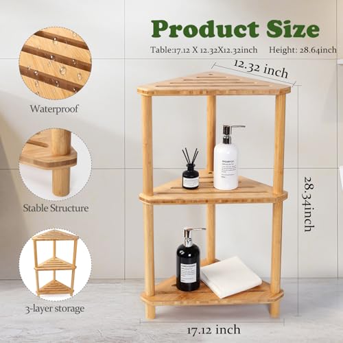 GUGIGIP 3-Tier Corner Shower Caddy Stand - Bathroom Organizer Shelf