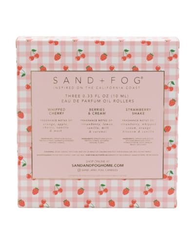 Sand + Fog Eau De Parfum Oil Roller Set - 3 Fragrances Including Whipped Cherry, Berries & Cream, Strawberry Shake