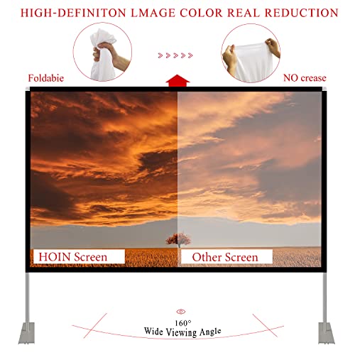 100 Inch Outdoor Projector Screen with Stand, HD 4K Portable Indoor/Outdoor Movie Projection Screen