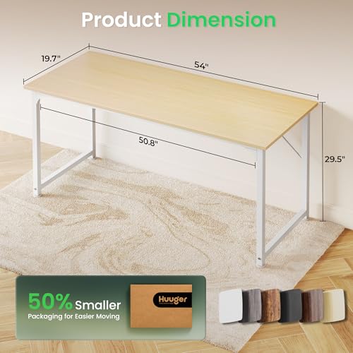Huuger Maple 54 Inch Computer Desk with Storage, Modern Office & Gaming Workstation