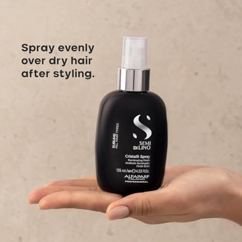 Alfaparf Milano Semi Di Lino Sublime Cristalli Smoothing Finishing Spray - Lightweight - Provides Shine and Protection - Professional Salon Quality - 4.23 fl. oz.