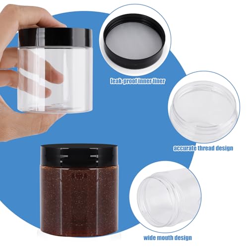 40 Pack 4 Oz Leak-Proof Plastic Travel Containers with Lids - Clear Cosmetic Jars