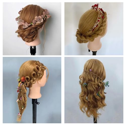 28-Inch Mannequin Head with Human Hair, Light Brown YZ27#, Salon Practice, Clamp Stand & Tools