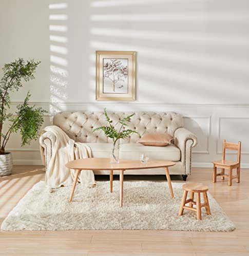Natural Solid Wood Round Coffee Table with Removable Legs - WoJKod