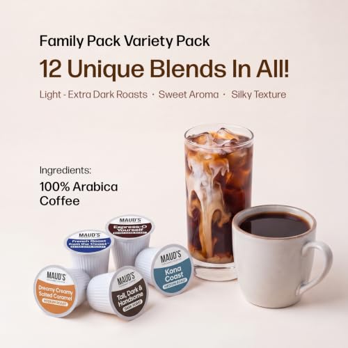 Maud’s Variety Pack Coffee Pods 136ct - 12 Assorted Flavors (Pack of 1)