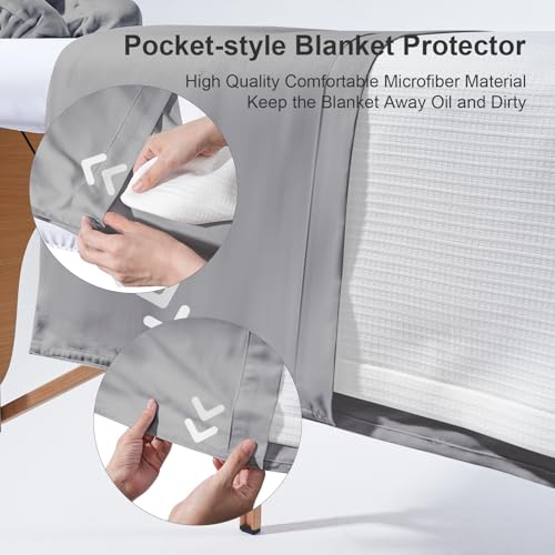 Massage Table Cover Set, Microfiber Material, Pocket-Style Blanket Protector, Fitted Sheet, Face Rest Cover (Grey)