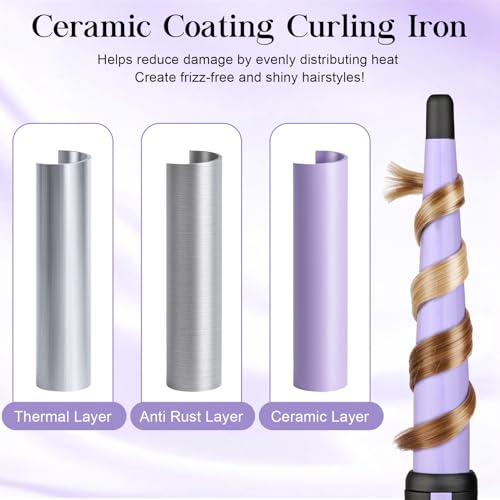 Purple Tapered Curling Wand 0.5-1 Inch for Classic Curls & Natural Waves