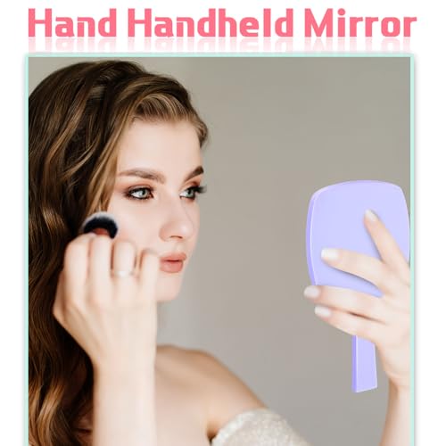 50 Pcs Small Handheld Mirrors with Handle - Multicolor Travel Makeup & Vanity Glass