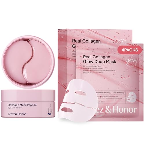 Terez & Honor Collagen Face Mask & Eye Patches Set - 64 Count Hydrating Skin Care