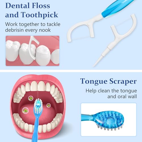 FAWROT 70 Pack 5-in-1 Mini Disposable Travel Toothbrush with Flavors & Tongue Scraper