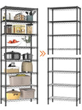 Adjustable 8-Tier Metal Wire Shelving Storage Rack - Black, 12" D x 22" W x 72" H