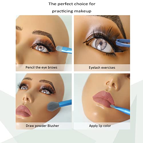 Full Face Makeup Practice Board Silicone Mannequin with Eye & Lip Details - Golden Wheat