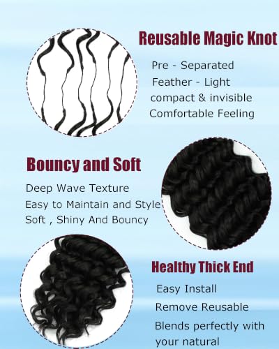 16 Inch Curly Feather Crochet Hair Extensions - 100 Strands, 1B