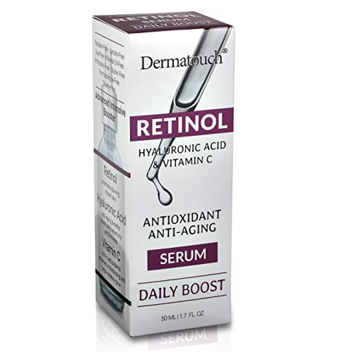 Dermatouch Retinol Serum With Hyaluronic Acid, Vitamin C & E, and Green Tea, Nourishing Daily Face Serum With Vitamins and Antioxidants, Clean Skin Care, Vegan, Gluten Free, Made in USA, 1.7 Fl Oz