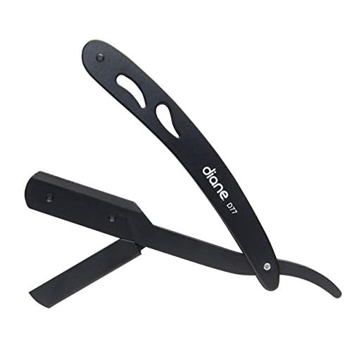 Diane Professional Straight Edge Shaving Razor, Black, 0.15 lb (Pack of 2)