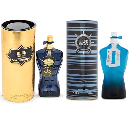Men's Cologne Set - Blue Gold & Ultra Fragrances, 3.4 Fl Oz Each, Fresh Romantic Scent, Natural Spray, Variation: Blue Gold & Ultra