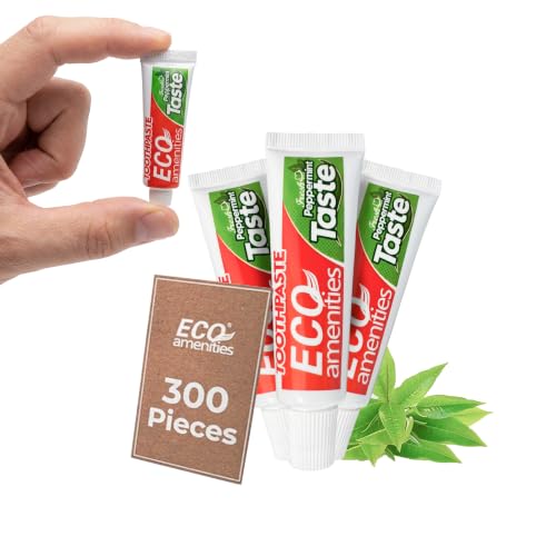 Bulk Travel Toothpaste Tubes 0.2 oz Fresh Mint Pack of 300 - TSA Approved Eco-Friendly
