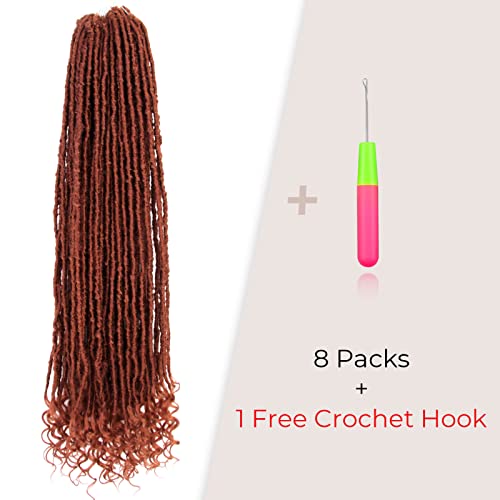 Niseyo Wild Locs 30 Inch Faux Locs Crochet Hair - 8 Packs Ginger Red
