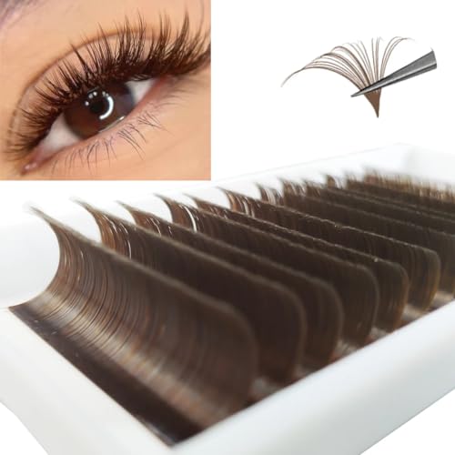 CoMango Dark Brown Easy fan Eyelash Extension Colored Lash Extensions C Curl Easy fan Lashes 8-14mm Mixed Lash Tray Volume Lash Extensions Self Fanning Colored Eyelash Extensions(Brown,0.07-C-8-14MM)