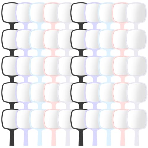 50 Pcs Small Handheld Mirrors with Handle - Multicolor Travel Makeup & Vanity Glass