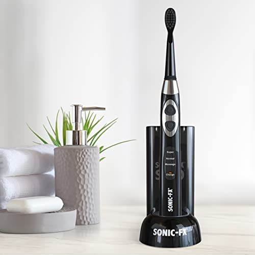 Sonic-FX Solo Electric Toothbrush 3 Pack with Auto-Timer & 2 Brush Heads - Black