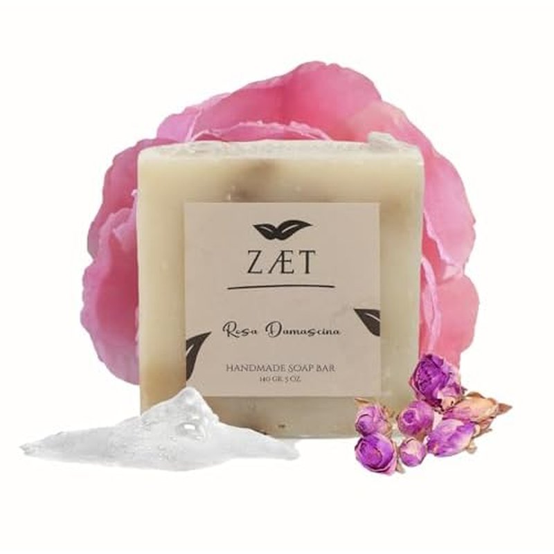 8-Pack Rose Damascene Bar Soap ? Natural Rose Extract with Olive Oil and Coconut Oil - Handmade Soap Bar for Face and Body - Gently Cleanses and Hydrates All Skin Types- For Men and Women
