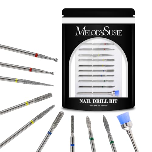 MelodySusie 30000 RPM Professional Nail Drill Scarlet with 10pcs Nail Drill Bits Set