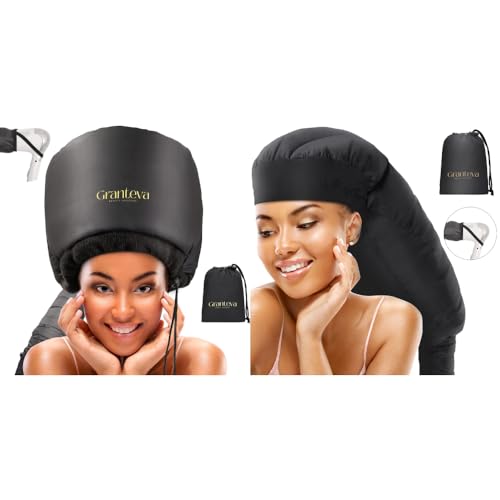 Hooded Hair Dryer with Headband - Diffuser Cap for Curly Hair, Faster Drying