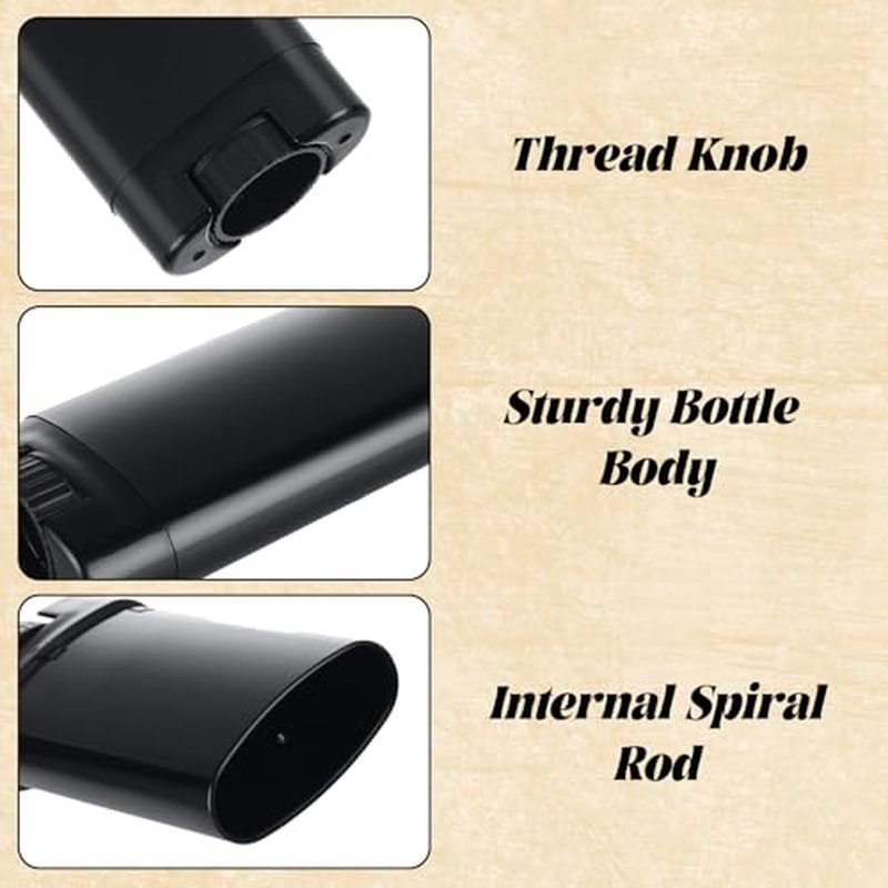 100 PCS 0.5 Oz/15 Ml Empty Deodorant Containers Black Oval Twist-Up Filling Stick 15 Ml Refillable Deodorant Tubes Empty Black Lotion Bar Sticks for Homemade Deodorant, DIY Lip Balm
